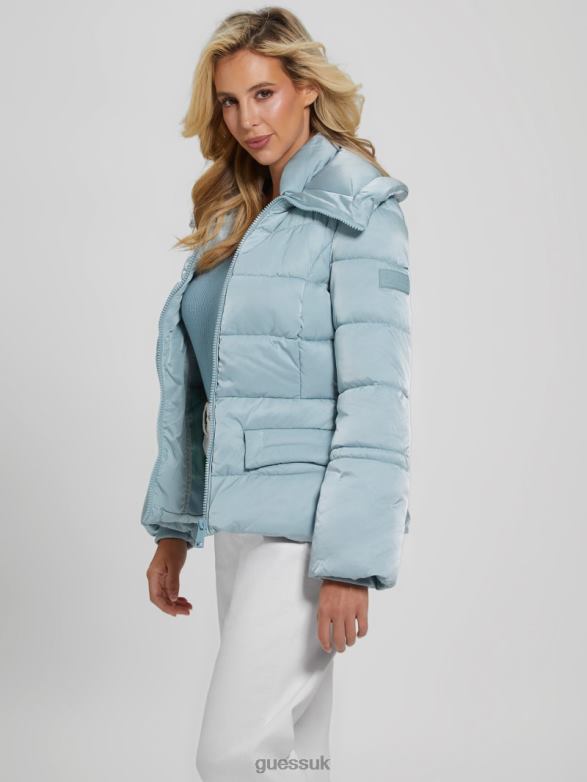 GUESS Women Eco Shimmer Puffer Jacket Sky Dusk Apparel V28V61990