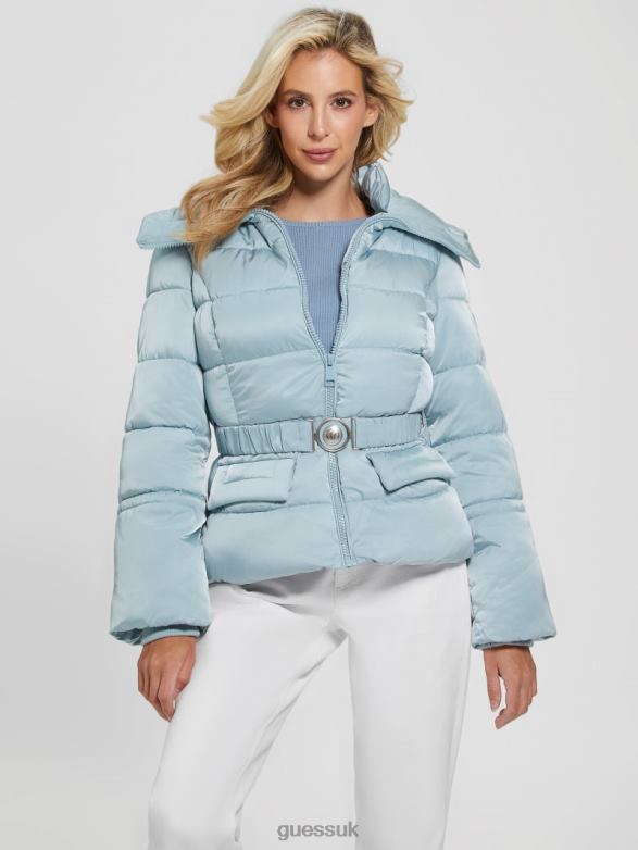 GUESS Women Eco Shimmer Puffer Jacket Sky Dusk Apparel V28V61990