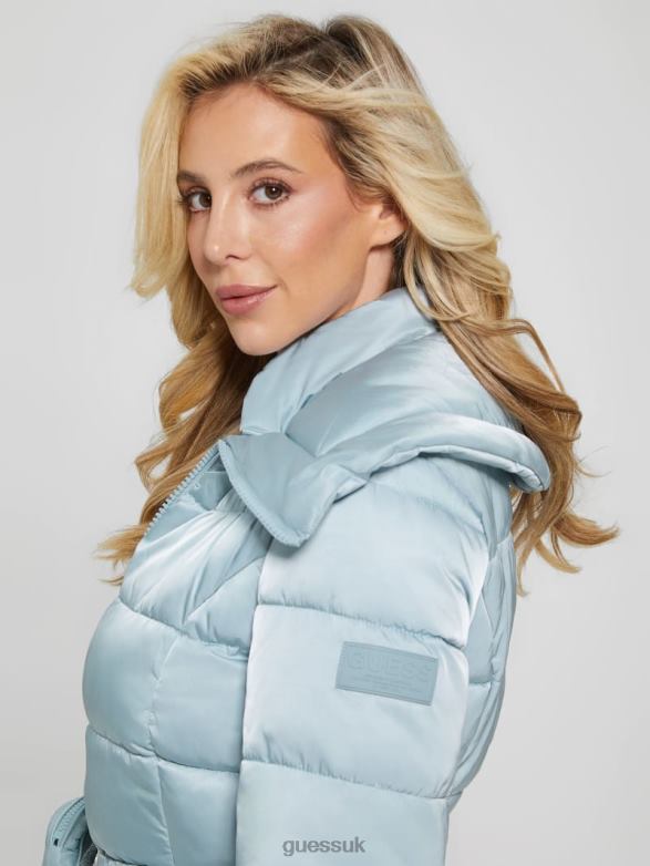 GUESS Women Eco Shimmer Puffer Jacket Sky Dusk Apparel V28V61990