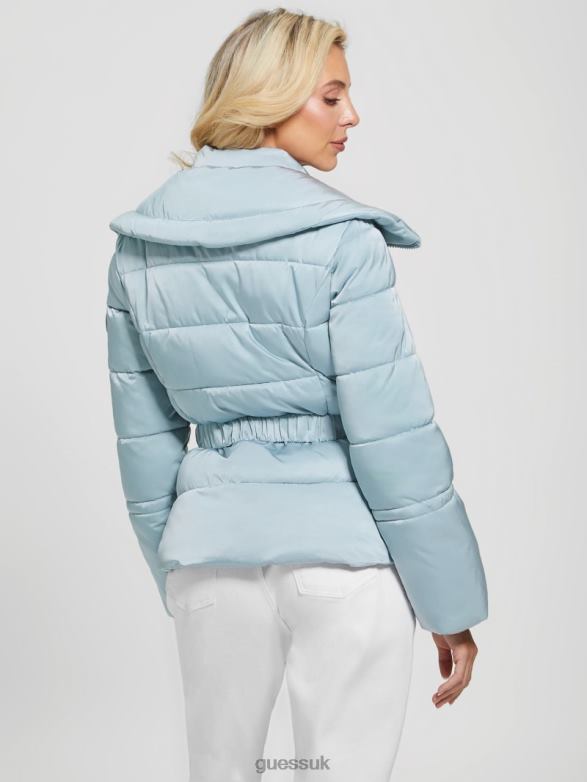 GUESS Women Eco Shimmer Puffer Jacket Sky Dusk Apparel V28V61990