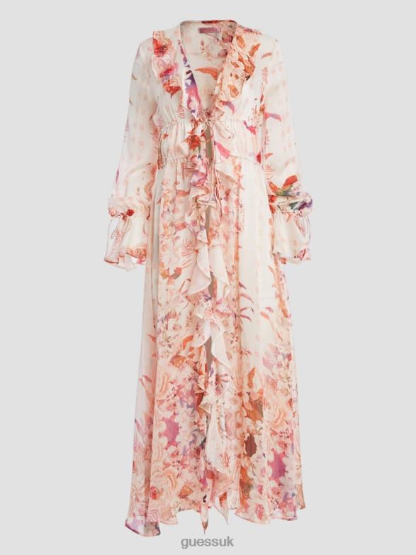 GUESS Women Eco Vanessa Printed Chiffon Duster Reclaimed Romance Apparel V28V61414