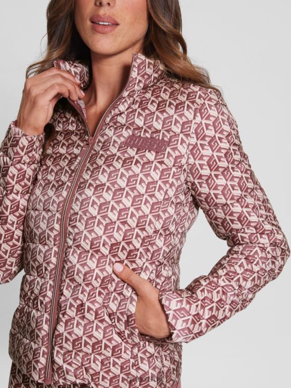 GUESS Women Eireen Puffer Jacket G Cube Red Combo Apparel V28V61974