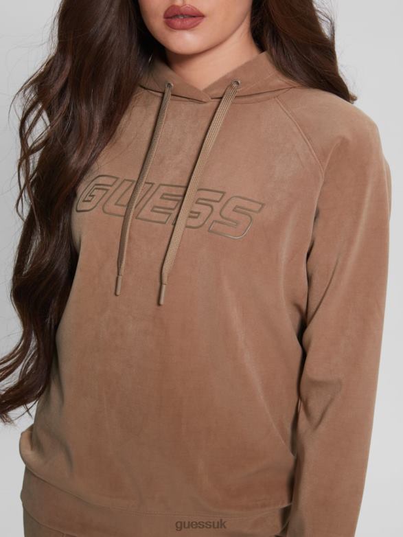 GUESS Women Euphemia Faux-Suede Hoodie Blondie Apparel V28V61944