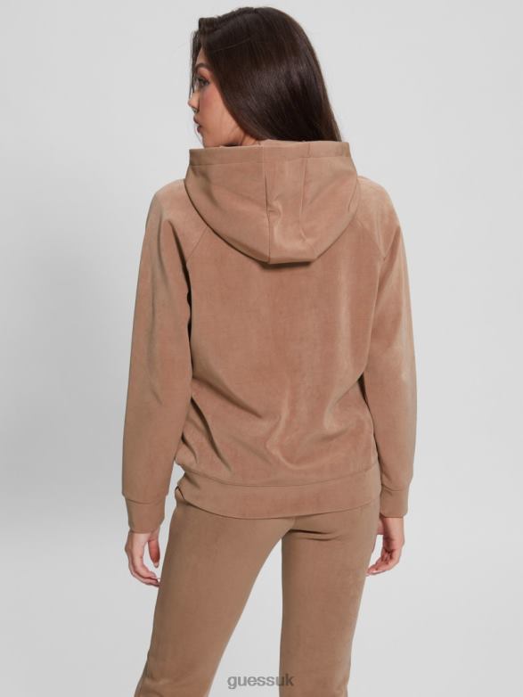 GUESS Women Euphemia Faux-Suede Hoodie Blondie Apparel V28V61944
