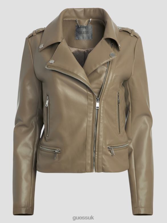 GUESS Women Faux-Leather Monica Jacket Warm Desert Apparel V28V61735