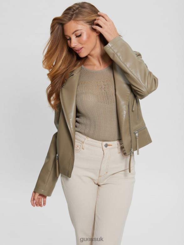 GUESS Women Faux-Leather Monica Jacket Warm Desert Apparel V28V61735