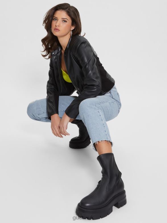 GUESS Women Fiammetta Moto Jacket Black Apparel V28V61756