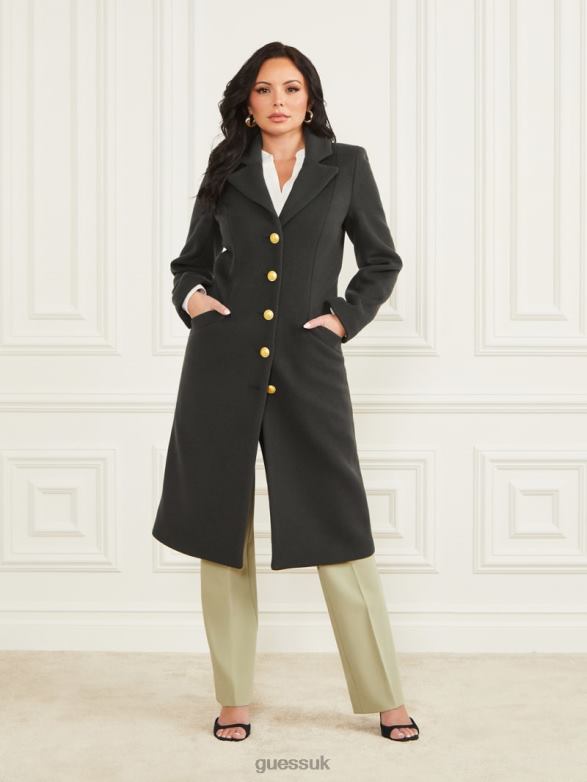 GUESS Women Francesca London Coat Chenille Green Apparel V28V61819