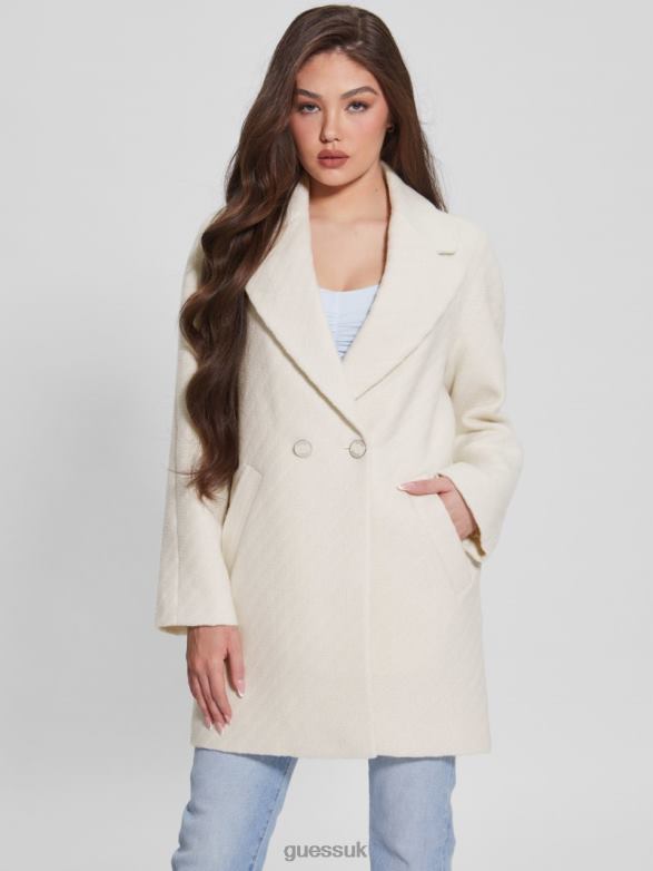 GUESS Women Ginny Coat Cream White Apparel V28V61960