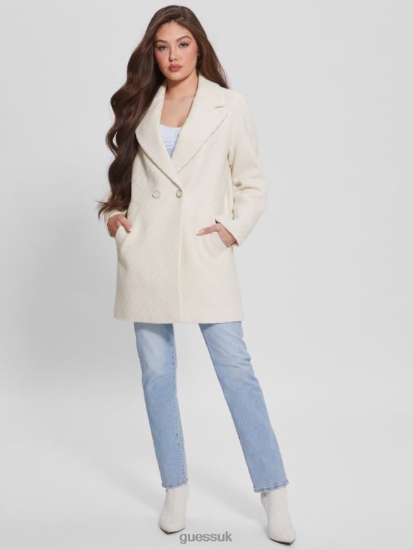 GUESS Women Ginny Coat Cream White Apparel V28V61960