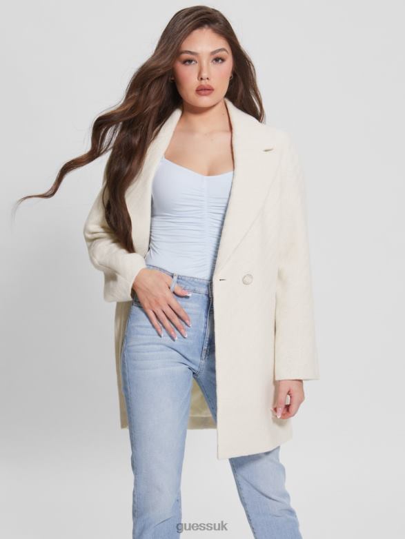 GUESS Women Ginny Coat Cream White Apparel V28V61960