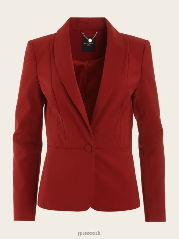 GUESS Women Hollywood Blazer Dark Jam Red Apparel V28V61881