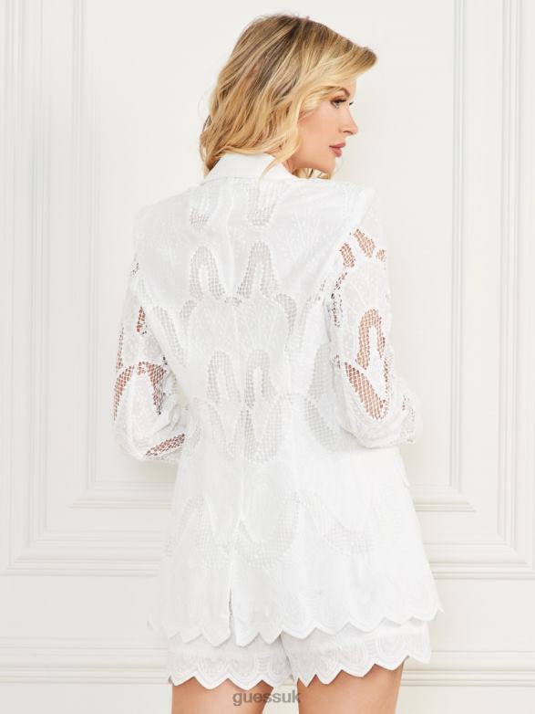 GUESS Women Kyrie Embroidered Blazer Blanc Pur Apparel V28V61763