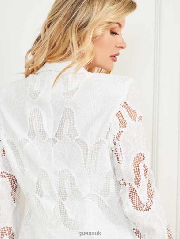 GUESS Women Kyrie Embroidered Blazer Blanc Pur Apparel V28V61763