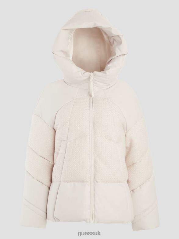 GUESS Women Lea Padded Jacket Cream White Apparel V28V61834