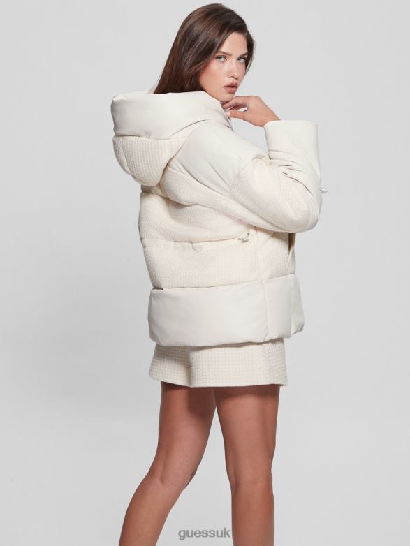 GUESS Women Lea Padded Jacket Cream White Apparel V28V61834