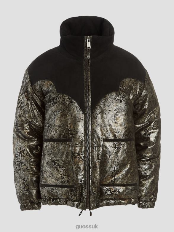 GUESS Women Loise Leather Puffer Jacket Black Apparel V28V61887