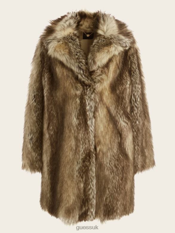 GUESS Women Lucrezia Coat Beige And Brown Mixed Apparel V28V61794