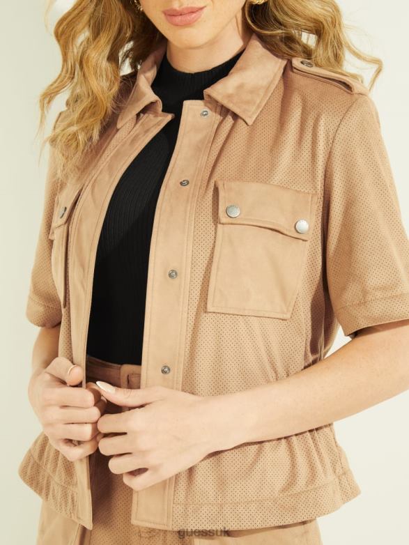 GUESS Women Marilena Shirt Jacket Wet Sand Apparel V28V61682