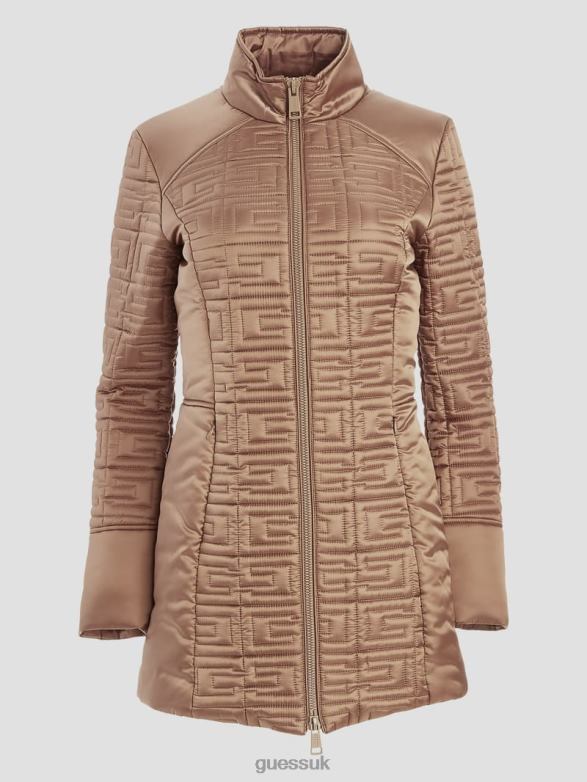 GUESS Women Marine Longline Quilted Jacket Wet Sand Multi Apparel V28V61966