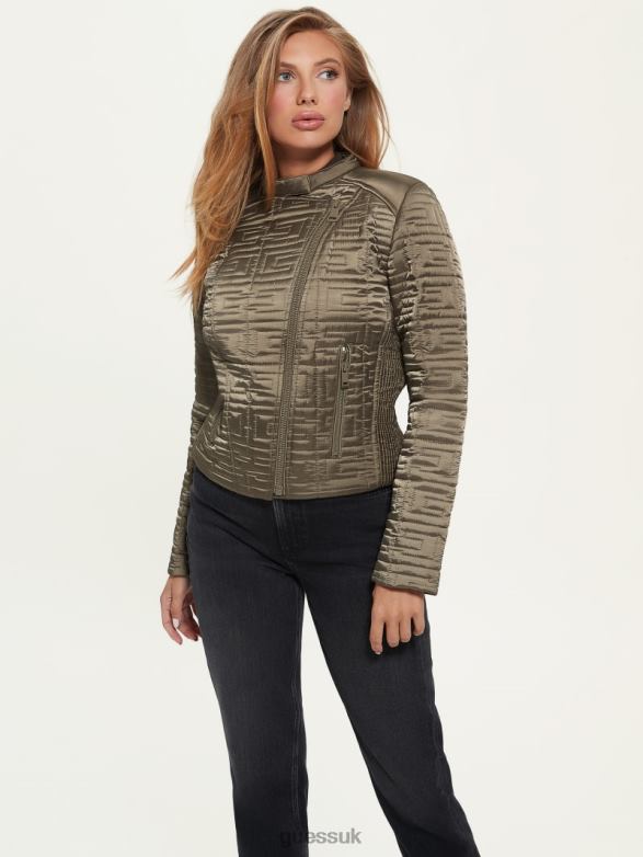 GUESS Women Marine Quilted Jacket Desert Green Multi Apparel V28V61988