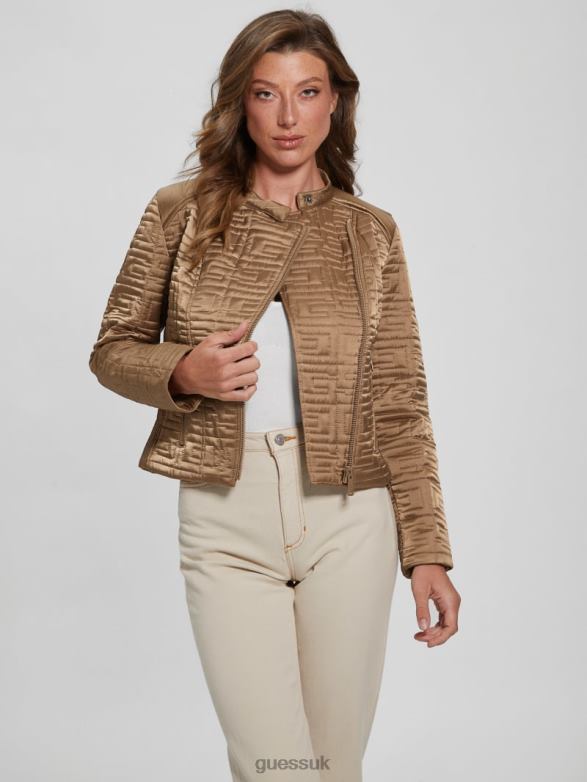 GUESS Women Marine Quilted Jacket Wet Sand Multi Apparel V28V61983