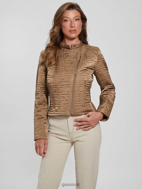 GUESS Women Marine Quilted Jacket Wet Sand Multi Apparel V28V61983
