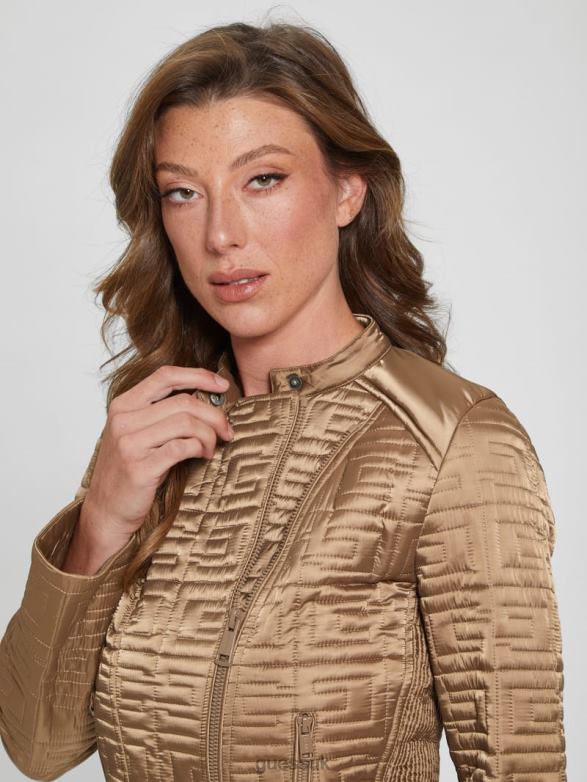 GUESS Women Marine Quilted Jacket Wet Sand Multi Apparel V28V61983