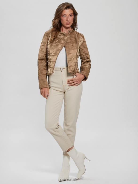 GUESS Women Marine Quilted Jacket Wet Sand Multi Apparel V28V61983
