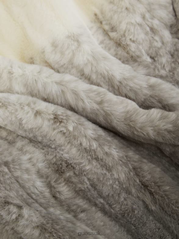 GUESS Women Marta Faux-Fur Coat Shaded Salvia White Combo Apparel V28V61958