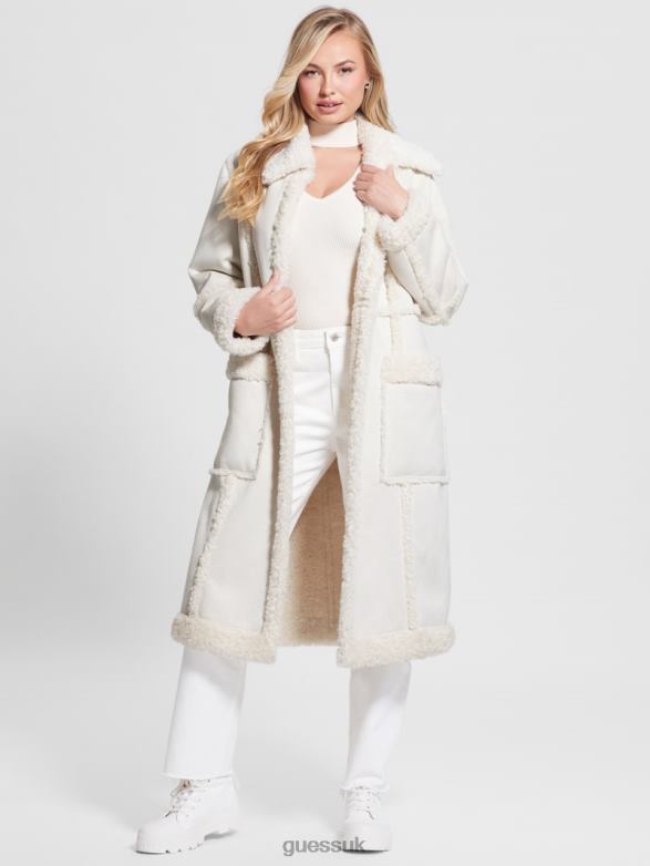 GUESS Women Nicoletta Coat Cream White Apparel V28V61894