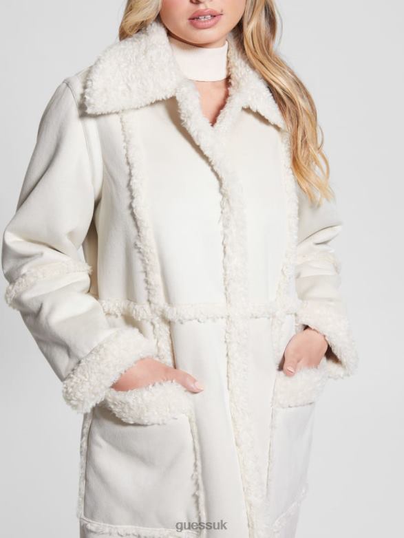 GUESS Women Nicoletta Coat Cream White Apparel V28V61894