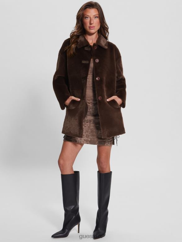 GUESS Women Nina Reversible Coat New Java Multi Apparel V28V61933
