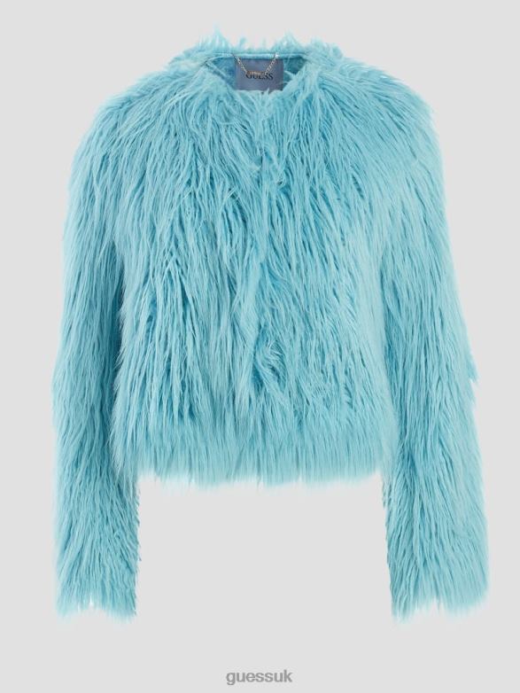 GUESS Women Nora Faux-Fur Jacket 427 Scholar Wash Apparel V28V61976