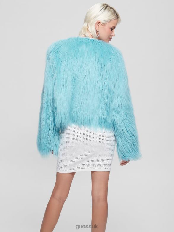 GUESS Women Nora Faux-Fur Jacket 427 Scholar Wash Apparel V28V61976