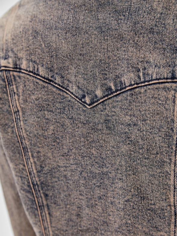 GUESS Women Originals Denim Western Jacket Go Pink Acid Wash Apparel V28V61843
