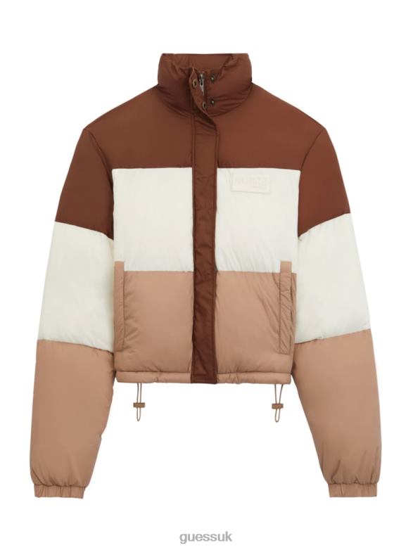 GUESS Women Originals Puffer Jacket Brown Sand Multi Apparel V28V61848
