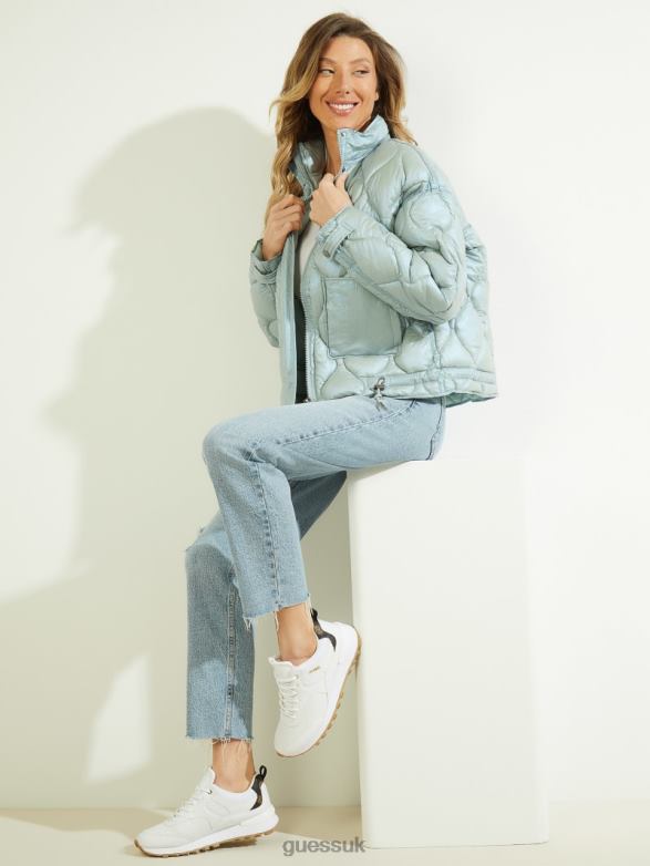 GUESS Women Palma Puffer Jacket Faded Skies Apparel V28V61759