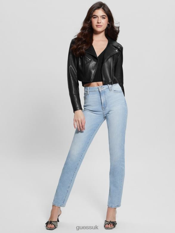 GUESS Women Rochelle Faux-Leather Moto Jacket Black Apparel V28V61746