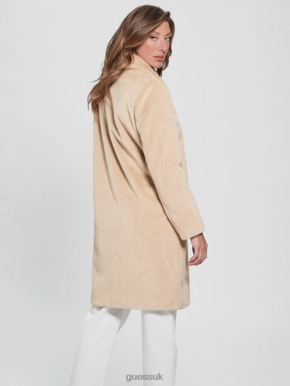 GUESS Women Simmone Faux-Fur Coat Foamy Taupe Apparel V28V61918