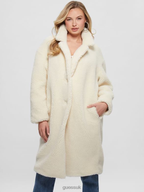 GUESS Women Solange Faux-Fur Coat Smart Stone Apparel V28V61814