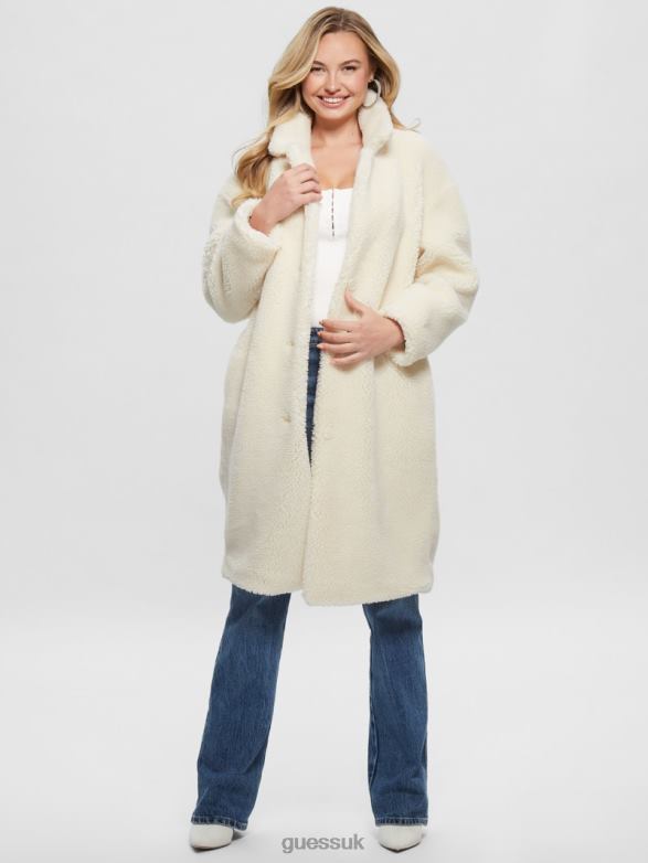 GUESS Women Solange Faux-Fur Coat Smart Stone Apparel V28V61814