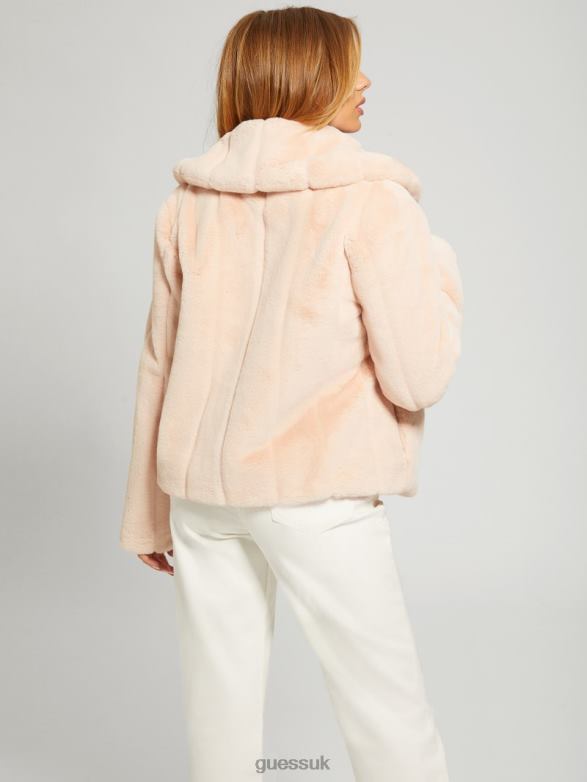 GUESS Women Sophy Faux-Fur Jacket Smooth Almond Apparel V28V61870