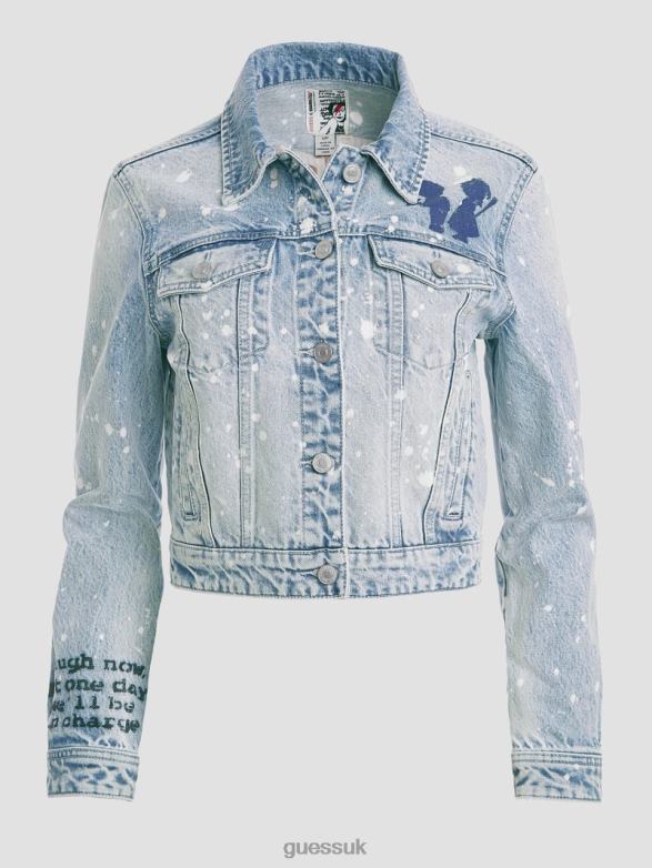 GUESS Women Stevie Denim Jacket Artist Splash Apparel V28V6179