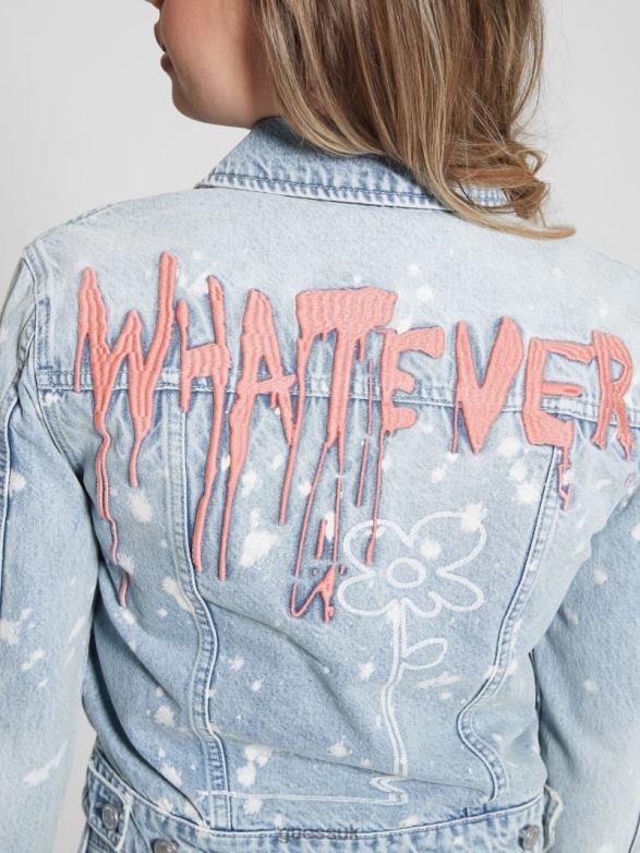 GUESS Women Stevie Denim Jacket Artist Splash Apparel V28V6179