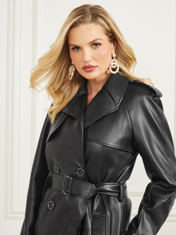 GUESS Women Thorne Trench Coat Black Apparel V28V61876