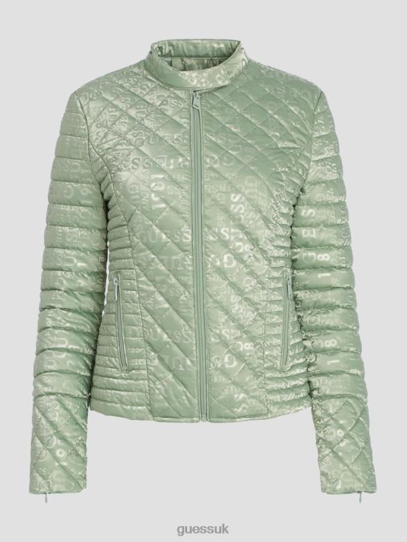 GUESS Women Vona Quilted Jacket Hazy Green Apparel V28V61908