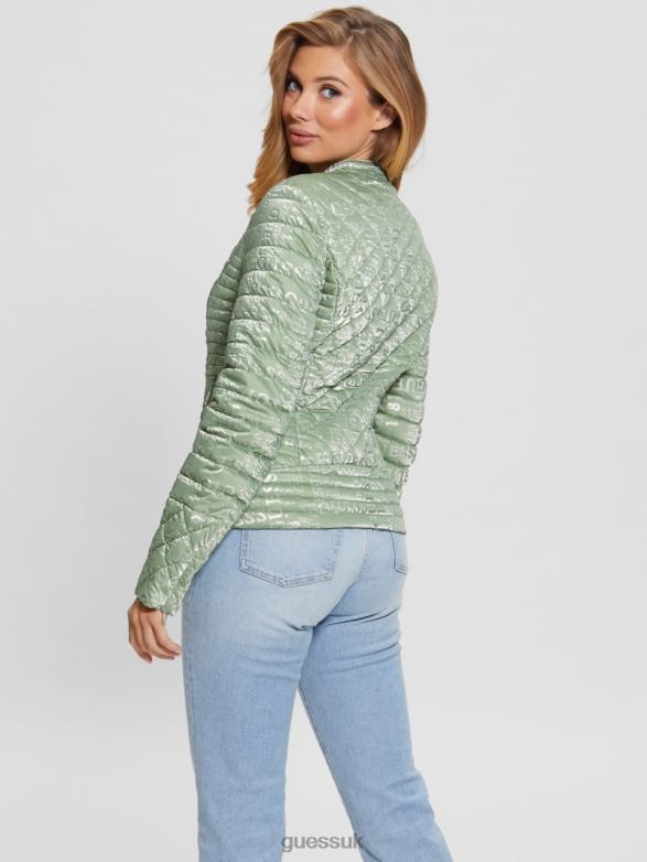 GUESS Women Vona Quilted Jacket Hazy Green Apparel V28V61908