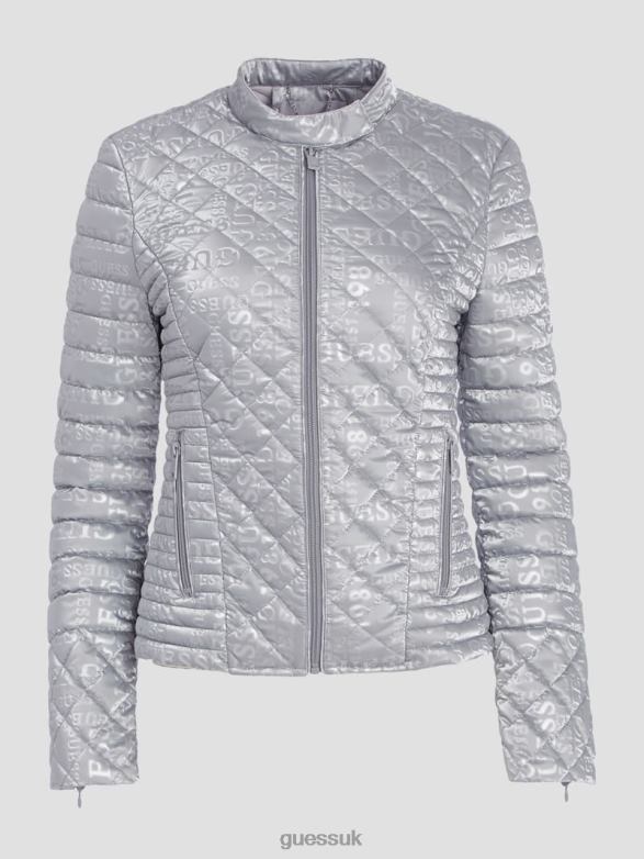 GUESS Women Vona Quilted Jacket Silk Gray Apparel V28V61985