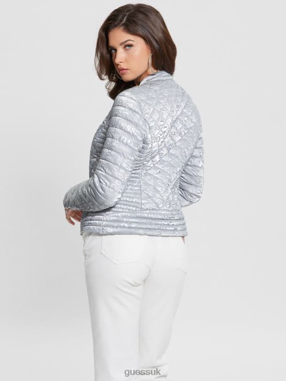 GUESS Women Vona Quilted Jacket Silk Gray Apparel V28V61985